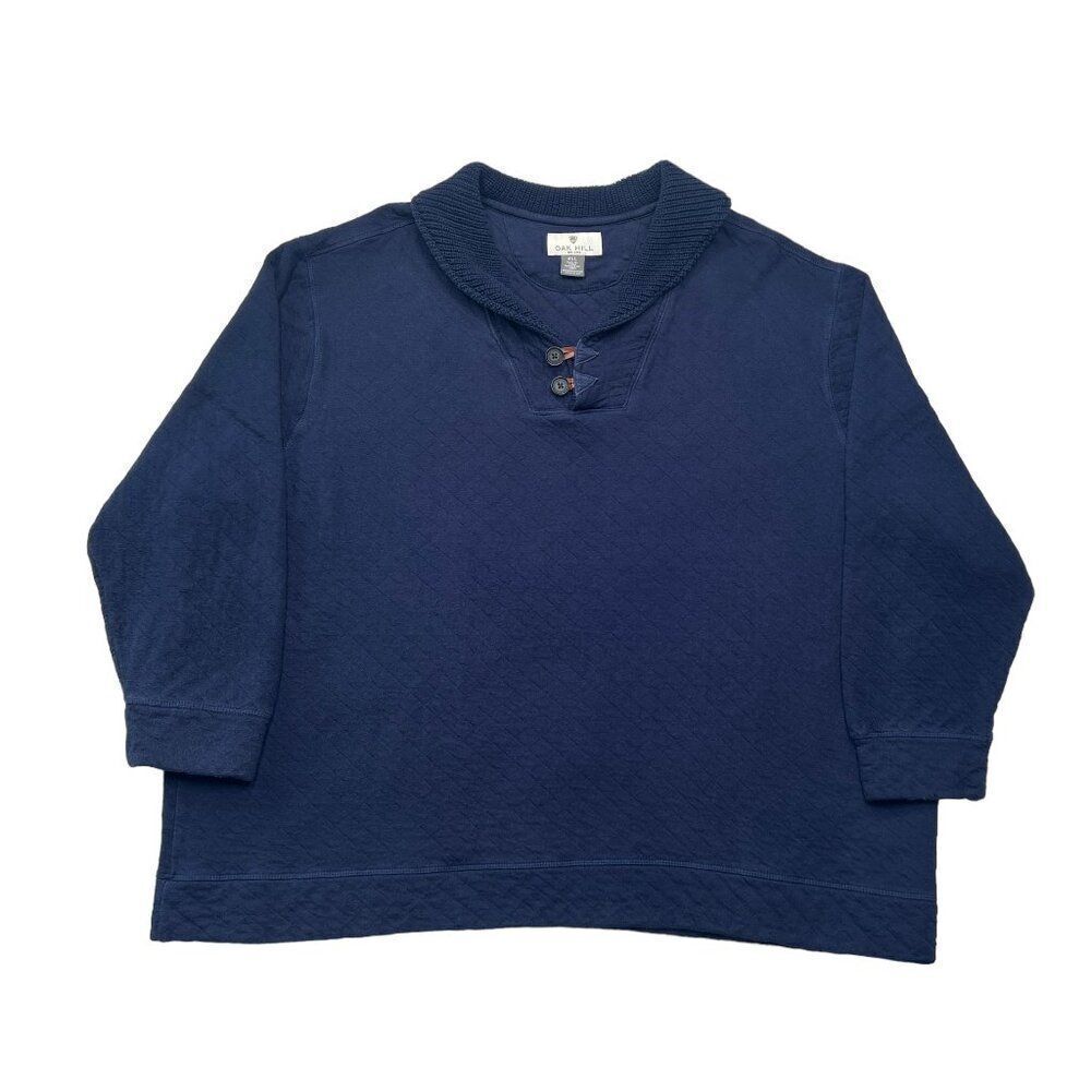 Oak‎ Hill Sweater Men's Size 4XL Blue 2 Button Quilted Sweater